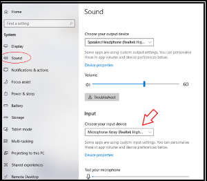 Windows audio setting ASR